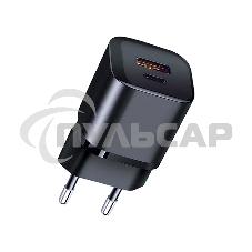 СЗУ Qumo Energy PD 20W (Charger 0071), два порта: Type-C PD + USB-A QC3.0, черный