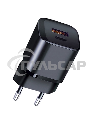 СЗУ Qumo Energy PD 20W (Charger 0071), два порта: Type-C PD + USB-A QC3.0, черный