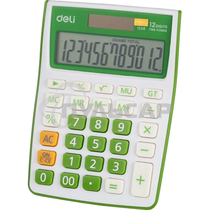 Калькулятор настольный Deli E1238/GRN зеленый 12-разр.