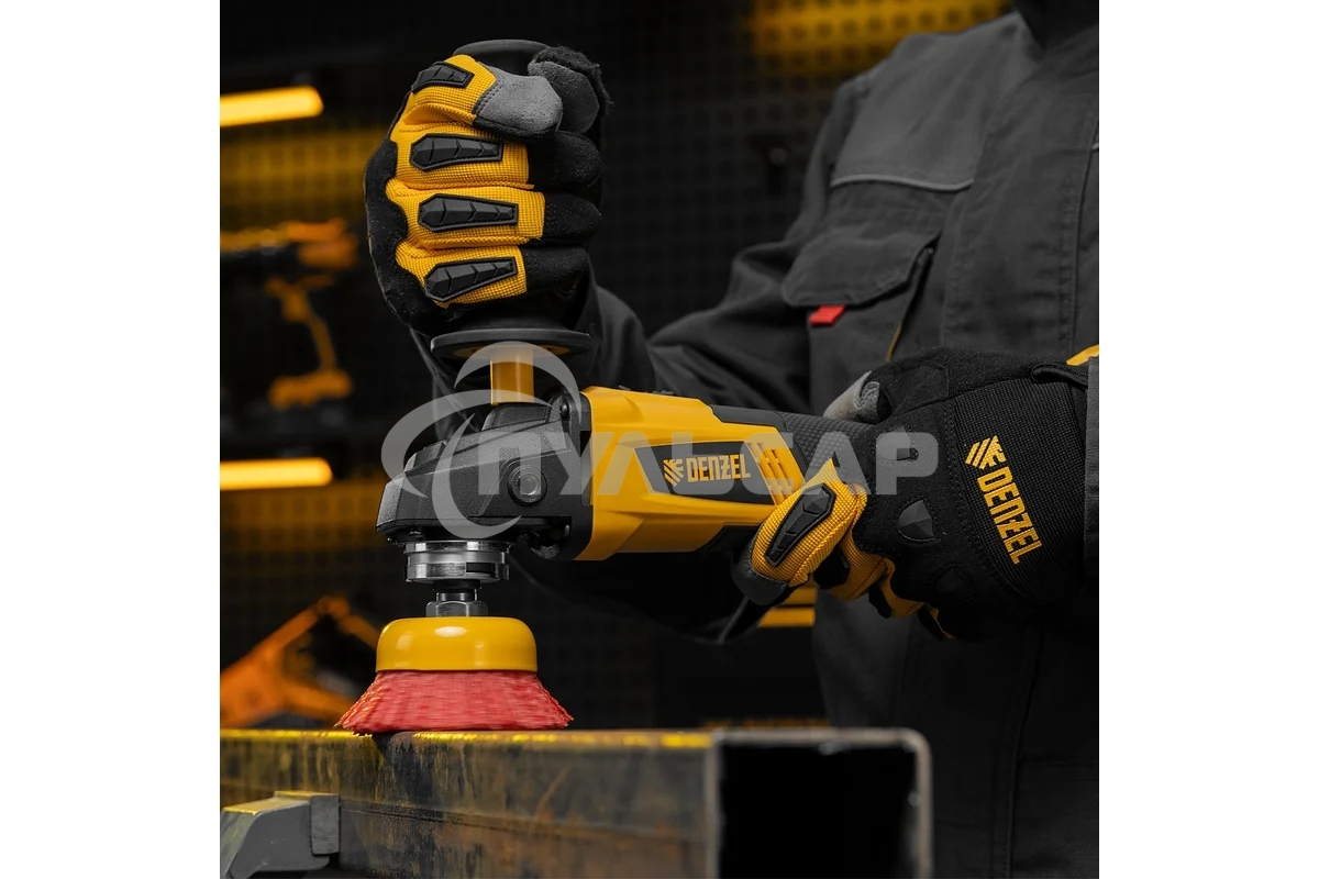 Щетка для УШМ Denzel 75 мм, чашка, нейлоновая щетина, М14