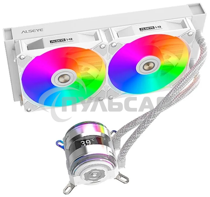 Жидкостная система охлаждения Alseye i240-W белый, 120 мм, алюминий/медь, 1800 об/мин, 36.2 дБ, 4 pin, 250 Вт