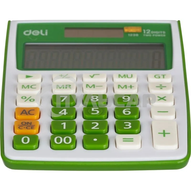 Калькулятор настольный Deli E1238/GRN зеленый 12-разр.