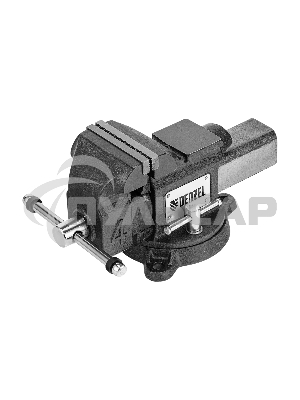 Тиски слесарные Denzel BVH-100 100 мм, поворотные, стальная направляющая, с наковальней