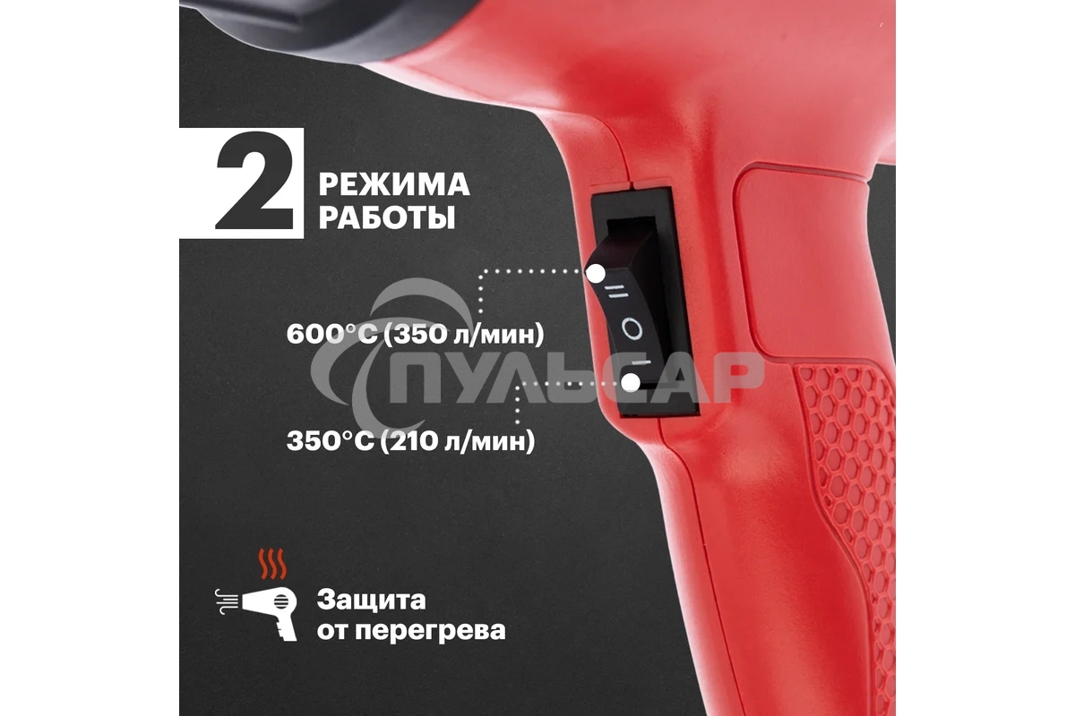 Фен строительный Rexant, 230 В/1600 Вт 