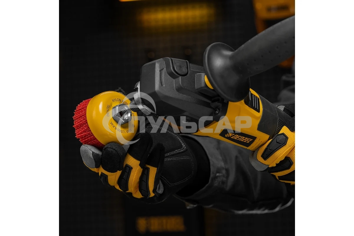 Щетка для УШМ Denzel 75 мм, чашка, нейлоновая щетина, М14