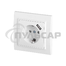 Розетка EKF Минск ERR16-028-100-USB 1-местная СП с/з с защитными шторками 16А белая с USB 1А