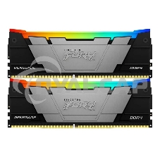 Оперативная память Kingston Fury Renegade, DDR4, 16Gb (2x8Gb), 3600MHz, CL16, DIMM, с радиаторами, RGB, серый/черный