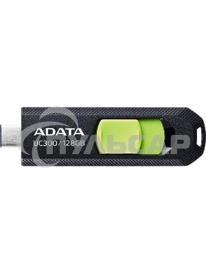 Флешка USB ADATA UC300 (ACHO-UC300-128G-RBK/GN), 128 Gb, Type-C USB 3.2, R/W 100/30, черный/зеленый