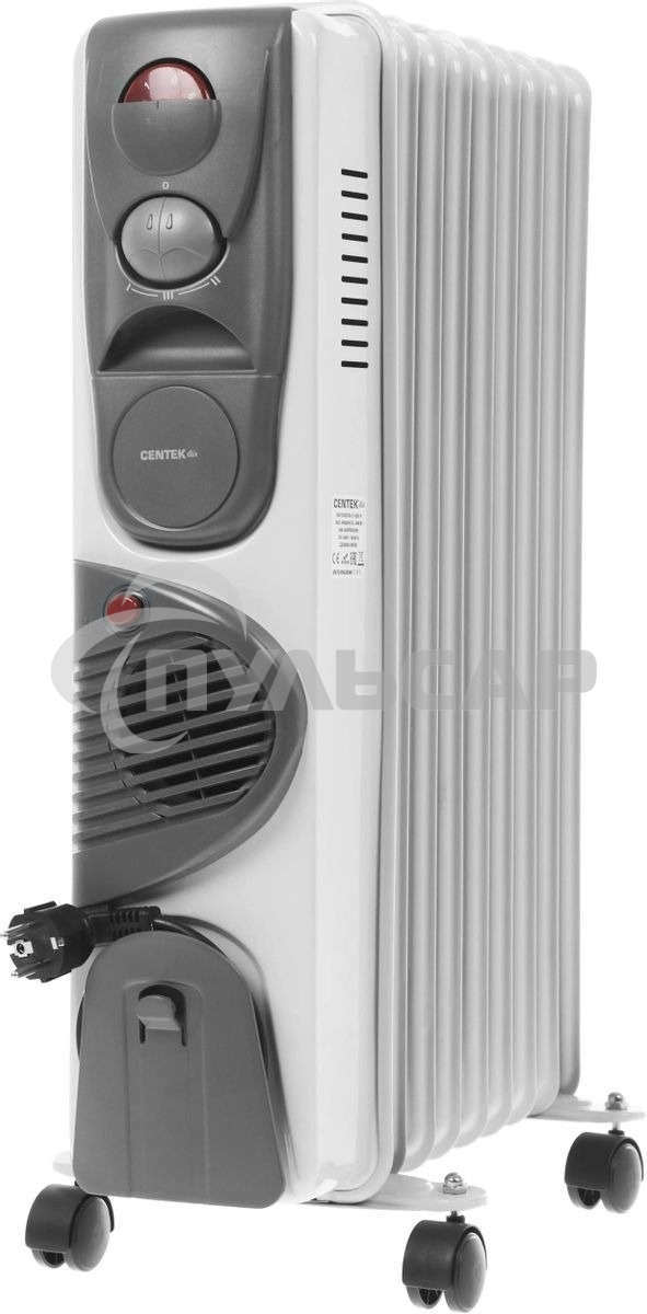 Обогреватель масляный Centek CT-6203-9 (9 секций) белый, 2400 Вт, 20 м2, 3 режима, термостат