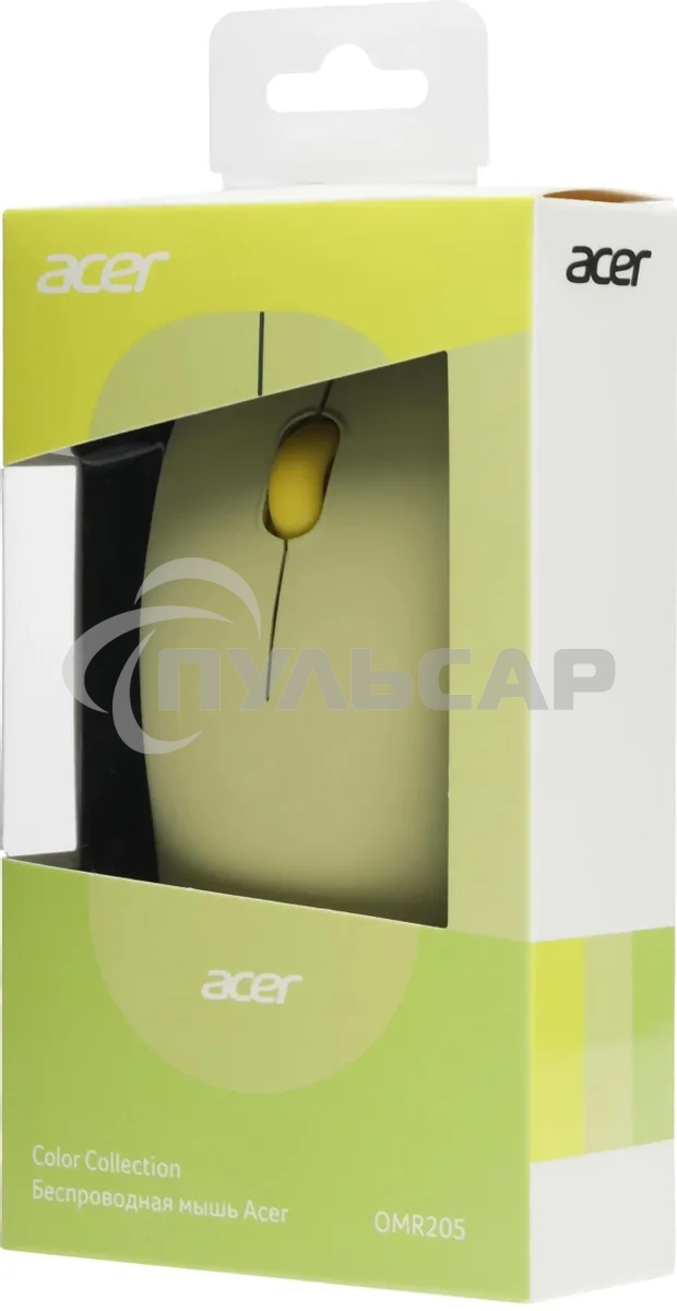Мышь беспроводная Acer OMR205 зеленый/желтый, 1200 dpi, радиоканал, USB, кнопки - 3