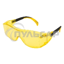 Очки защитные открытые Denzel поликарбонатные, увеличенная желтая линза, регулируемые дужки