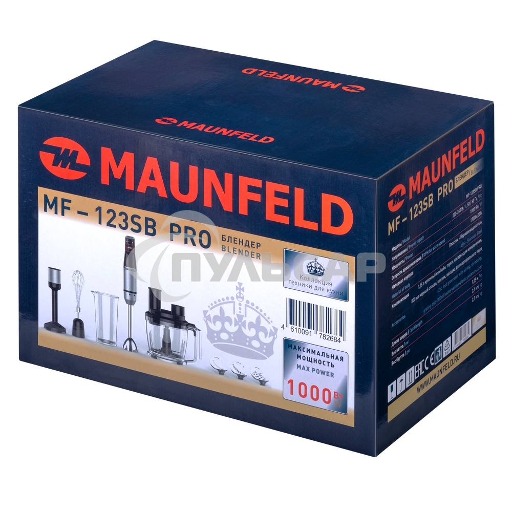 Блендер погружной Maunfeld MF-123SB PRO черный, 1000 Вт