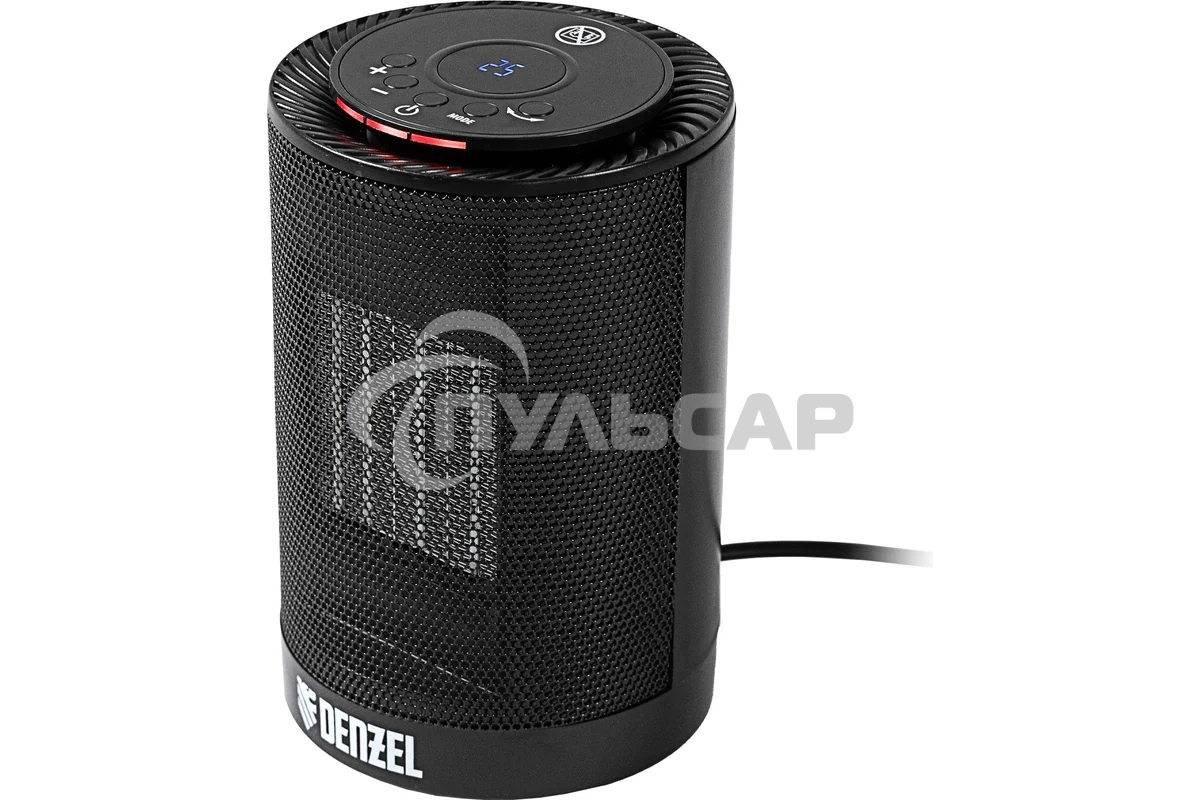 Тепловентилятор керамический Denzel DTFC-1200, черный, 600/1200 Вт, 12 м2, 3 режима, термостат