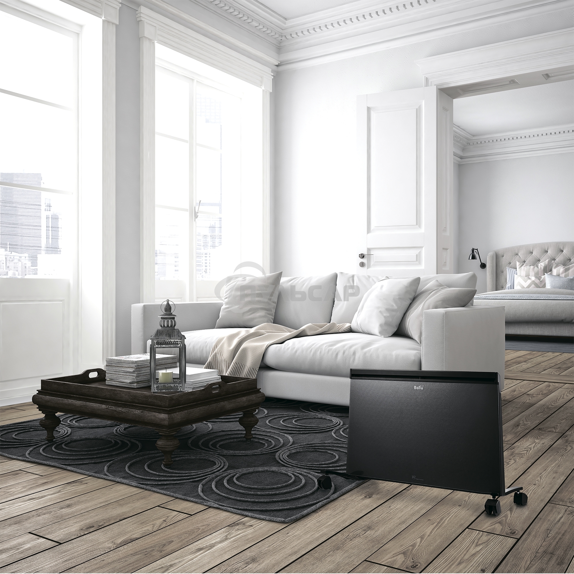 Конвективно-инфракрасный обогреватель Ballu Plaza Solar BIHP/S-2500 черный, 2500 Вт, 25 м2, термостат, дисплей