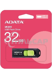 Флешка USB ADATA UC300 (ACHO-UC300-32G-RBK/GN), 32 Gb, Type-C USB 3.2, R/W 100/30, черный/зеленый