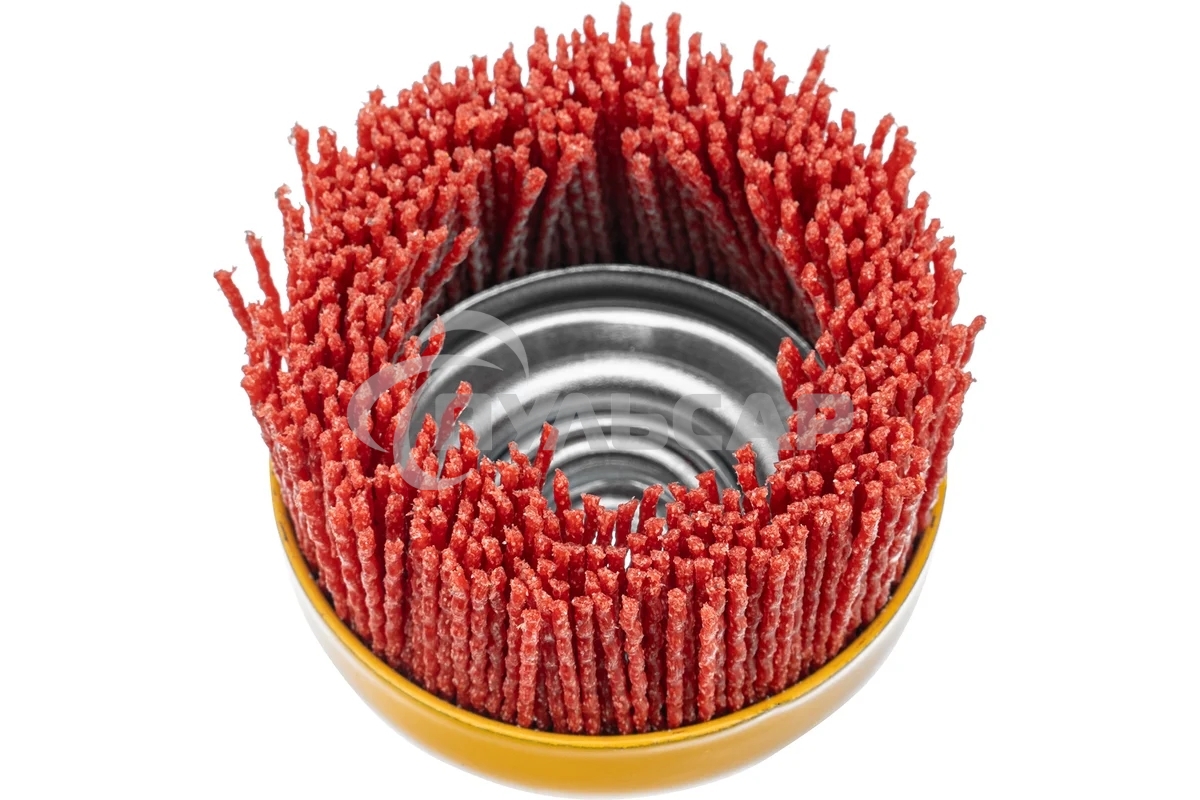 Щетка для УШМ Denzel 75 мм, чашка, нейлоновая щетина, М14