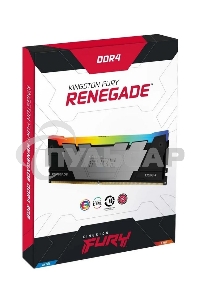 Оперативная память Kingston Fury Renegade, DDR4, 64Gb (2x32Gb), 3600MHz, CL18, DIMM, радиатор, RGB, черный/серебристый
