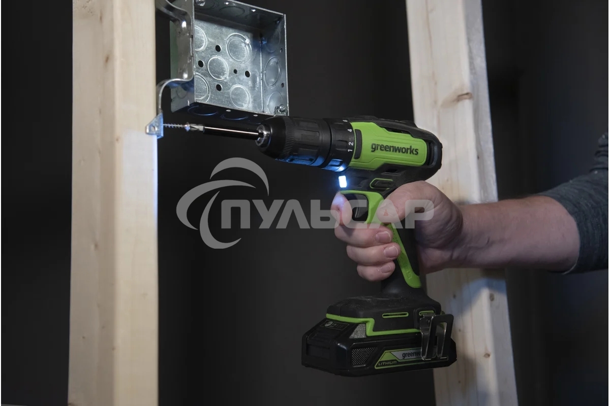 Дрель-шуруповерт GREENWORKS 3704007UA, Аккумуляторная, 24В