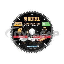 Пильный диск по алюминию Denzel ф210 х 30 мм, 80 зубьев 733787