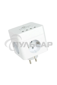 Сетевой фильтр Cablexpert Cube CUBE-4-U4-W, 4 р, 16А, 4хUSB, ур.защиты 2+, белый, коробка