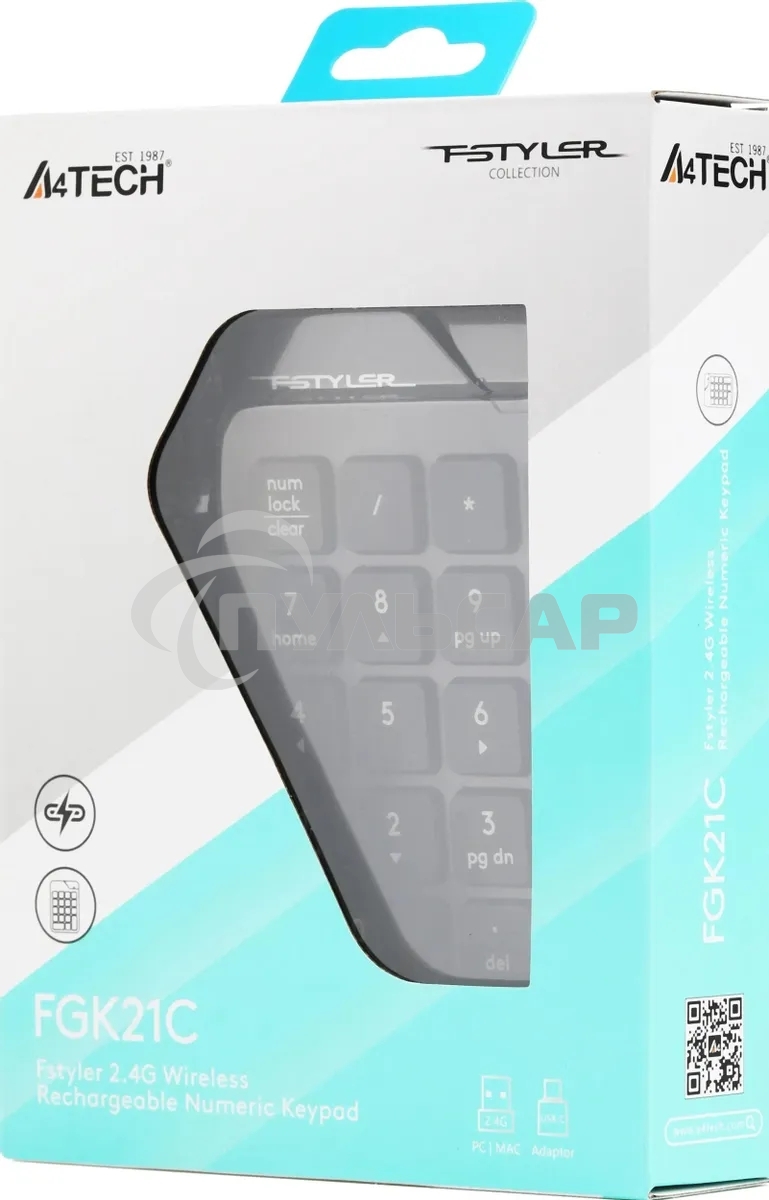 Числовой блок беспроводной A4Tech FGK21C, USB, Радиоканал, серый