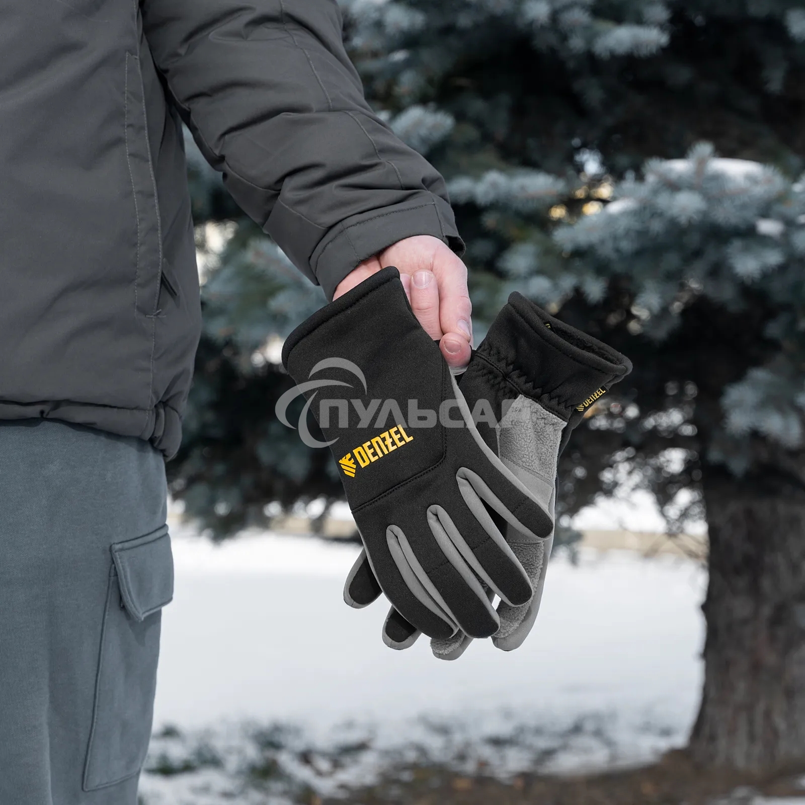 Перчатки универсальные Denzel 68086 искусственный мех, работа с сенсорным экраном, размер 8