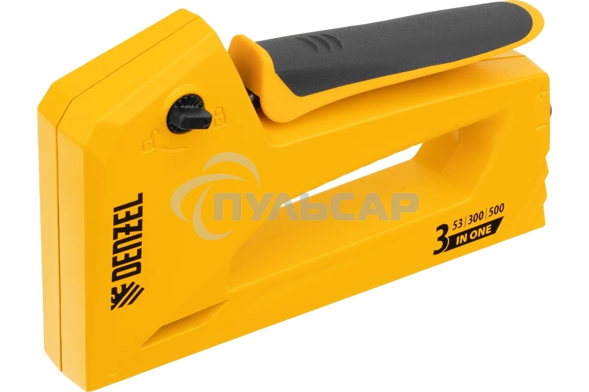 Степлер мебельный, алюминиевый корпус, тип 53, 6-14 мм, тип 300, 15 мм, тип 500, 15 мм Denzel