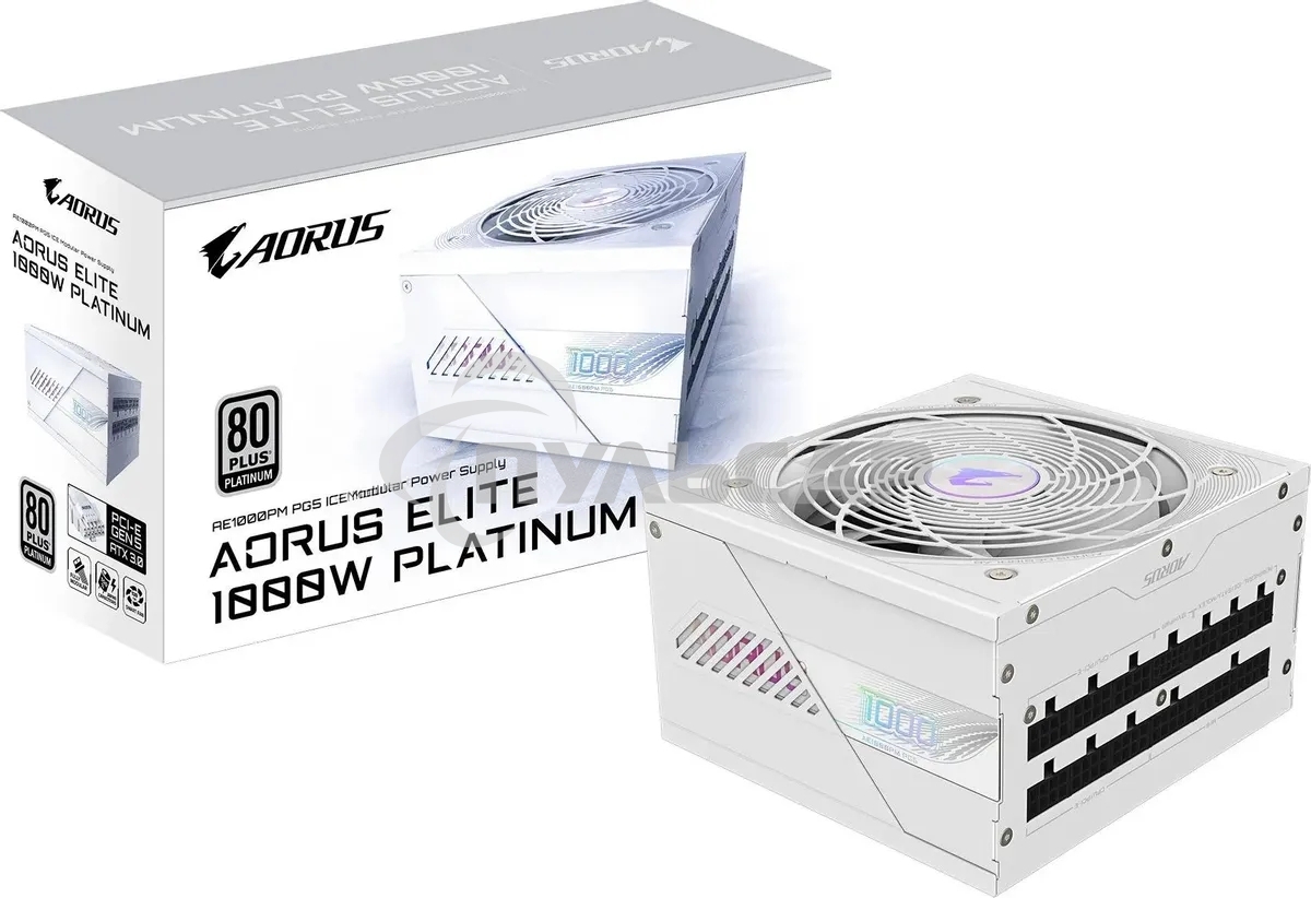 Блок питания Gigabyte ATX 1000W GP-AE1000PM PG5 ICE Gen.5 80 PLUS platinum (20+4pin) APFC 120мм fan 16xSATA Cab Manag RTL