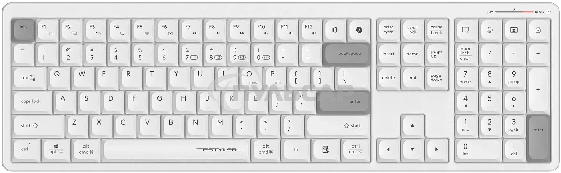 Клавиатура беспроводная A4Tech Fstyler FBX55C Bluetooth /USB /радиоканал белый