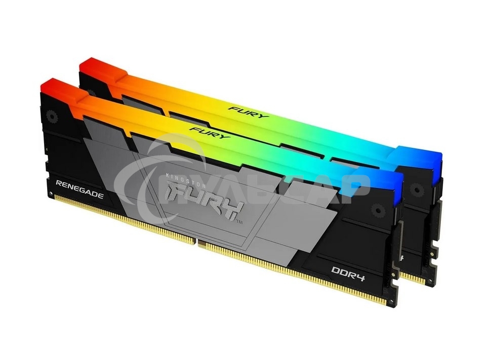 Оперативная память Kingston Fury Renegade, DDR4, 64Gb (2x32Gb), 3600MHz, CL18, DIMM, радиатор, RGB, черный/серебристый