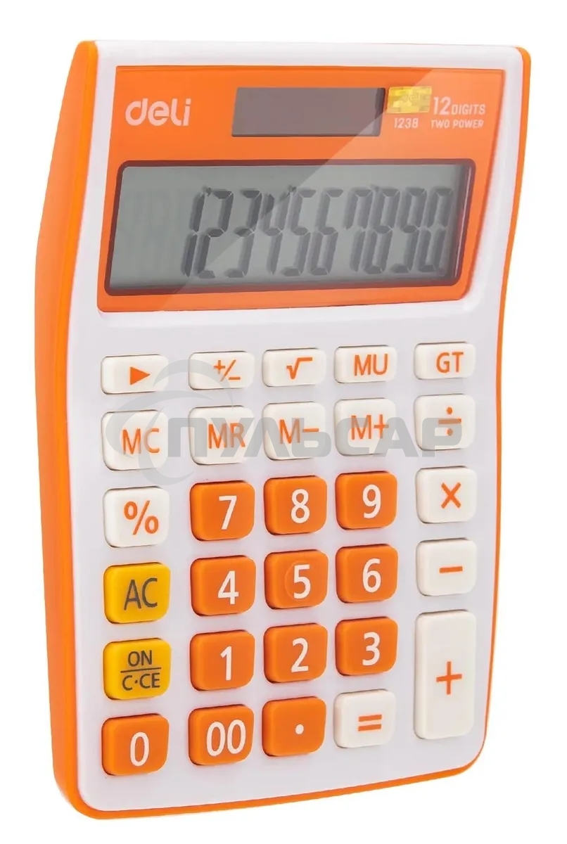 Калькулятор настольный Deli E1238/OR оранжевый 12-разр.