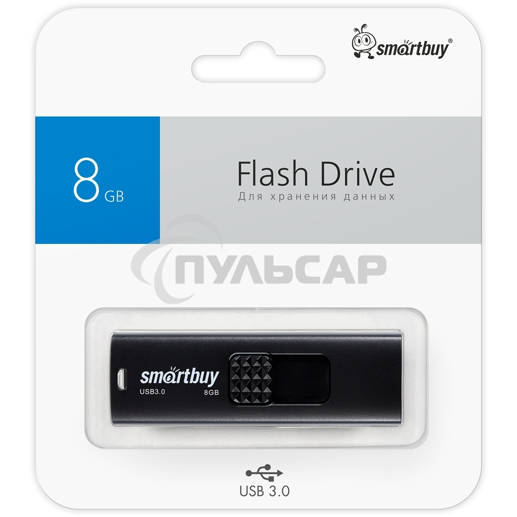 Флешка USB 8 Gb USB 3.0 Smartbuy Fashion SB008 Gb3FSK, черный (SB008 Gb3FSK)