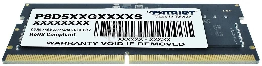 Оперативная память Patriot Signature, DDR5, 8Gb (1x8 Gb), 5600 MHz, CL46, SO-DIMM