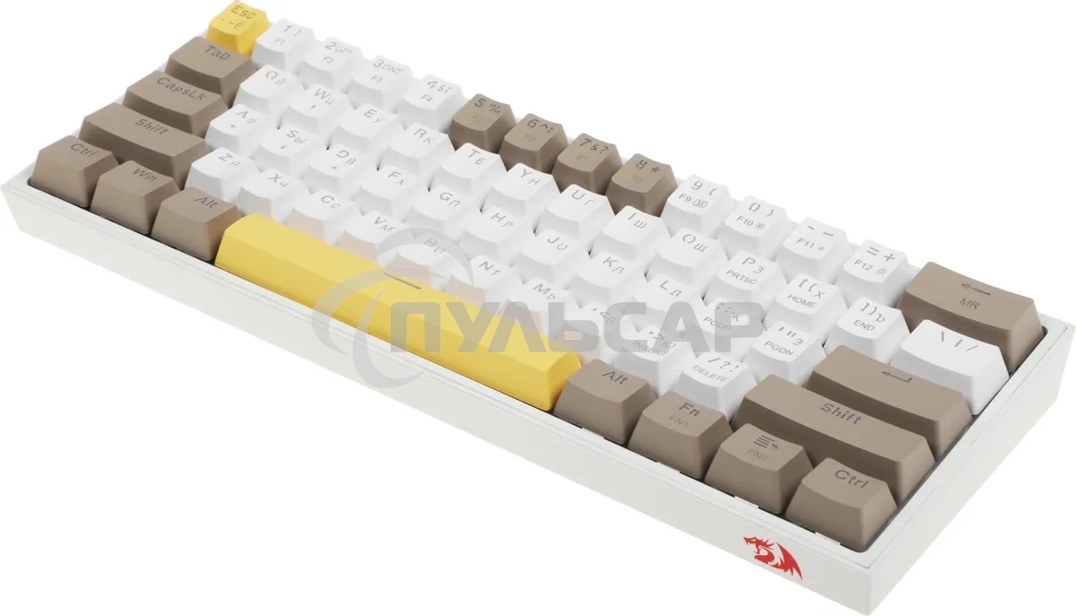 Клавиатура проводная REDRAGON Fizz RU,Rainbow,бежевый/желтый,red свитч