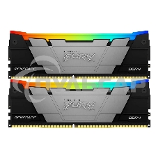 Оперативная память Kingston Fury Renegade, DDR4, 64Gb (2x32Gb), 3600MHz, CL18, DIMM, радиатор, RGB, черный/серебристый