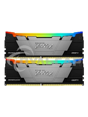 Оперативная память Kingston Fury Renegade, DDR4, 64Gb (2x32Gb), 3600MHz, CL18, DIMM, радиатор, RGB, черный/серебристый