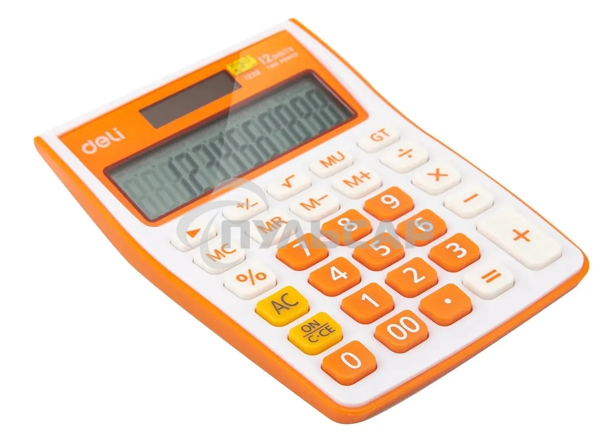 Калькулятор настольный Deli E1238/OR оранжевый 12-разр.