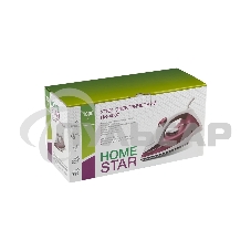 Утюг HOMESTAR HS-4007 1800 Вт, пар, спрей, самоочистка, тефлоновая подошва, белый/фиолетовый