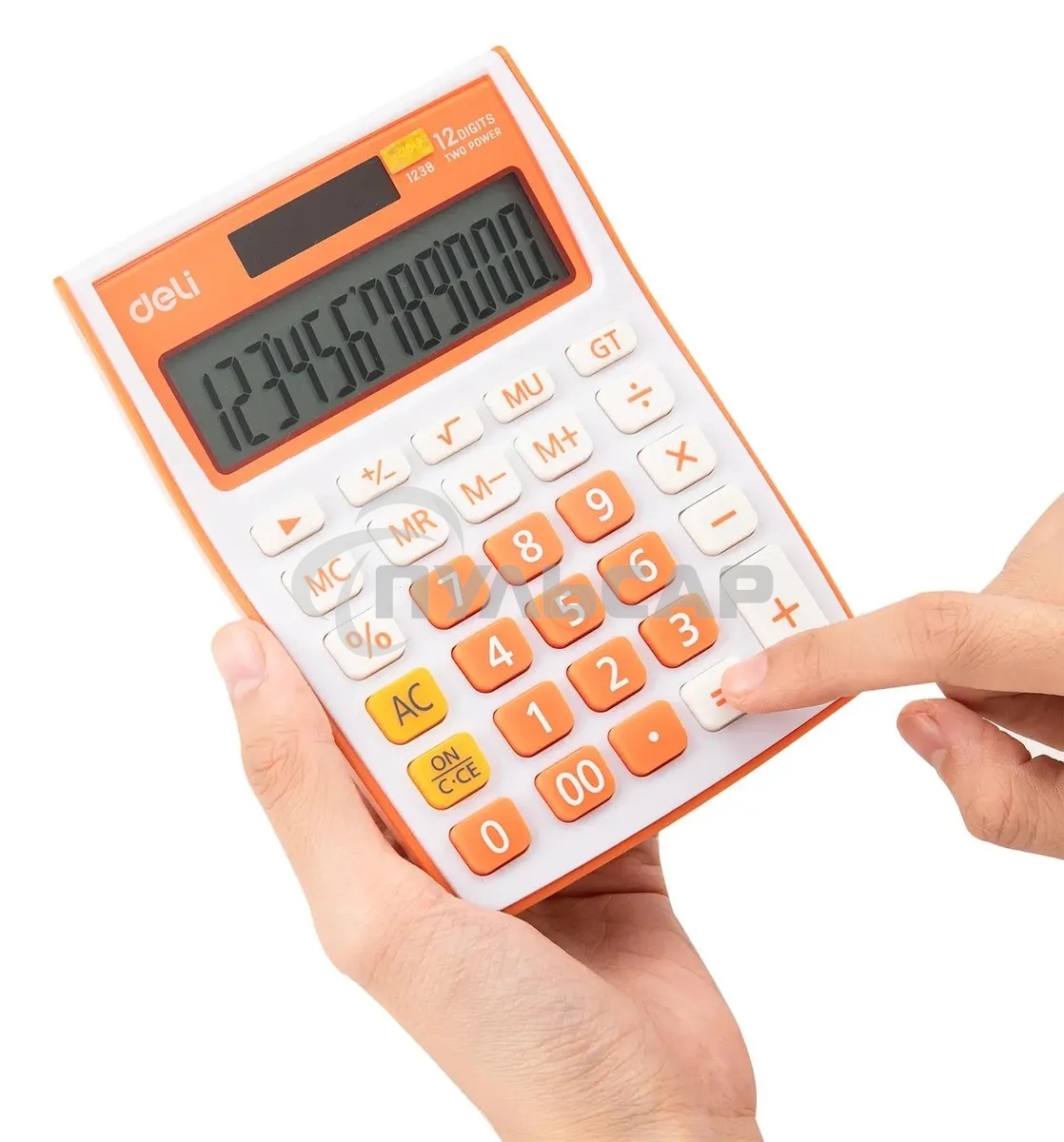 Калькулятор настольный Deli E1238/OR оранжевый 12-разр.