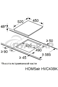 Электрическая варочная панель HOMSair HVС43BK Hi-Light, независимая, черный