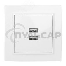 Розетка EKF ERR-2USB-100 Минск USB 2-местная СП 2,1А белая