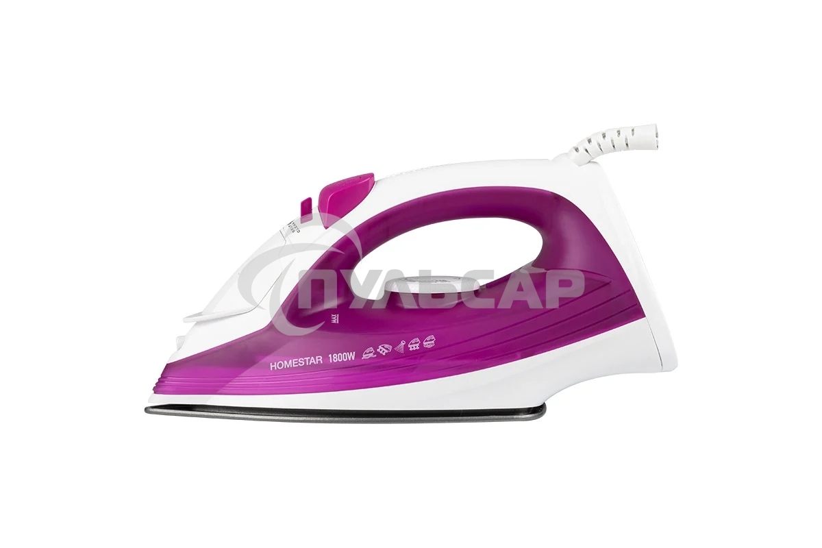 Утюг HOMESTAR HS-4007 1800 Вт, пар, спрей, самоочистка, тефлоновая подошва, белый/фиолетовый