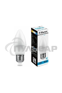 Лампа светодиодная Feron LB-570 9W 230V E27 6400K свеча