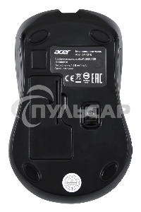 Мышь беспроводная Acer OMR010 черный, 1200 dpi, радиоканал, USB, кнопки - 3