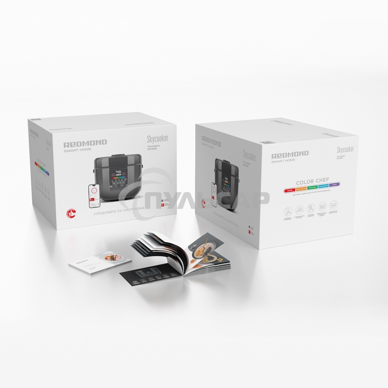 Мультиварка Redmond MC100S 860 Вт, 5 л, 12 программ, черный/ металлик