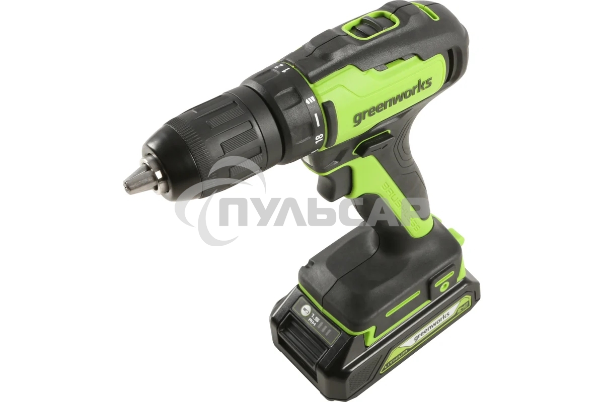 Дрель-шуруповерт GREENWORKS 3704007UA, Аккумуляторная, 24В