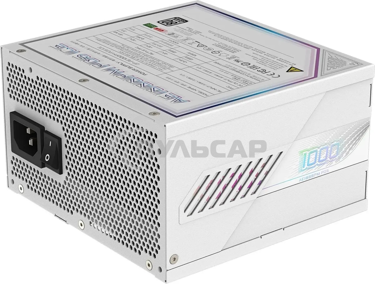 Блок питания Gigabyte ATX 1000W GP-AE1000PM PG5 ICE Gen.5 80 PLUS platinum (20+4pin) APFC 120мм fan 16xSATA Cab Manag RTL