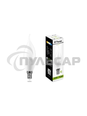 Лампа светодиодная Feron LB-770 11W 230V E14 4000K свеча на ветру