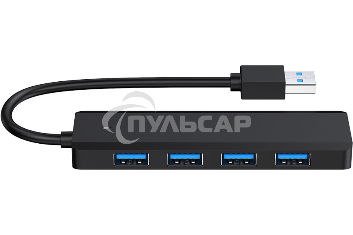 Концентратор USB 3.0 Gembird UHB-C414, 4 порта, кабель 19см, с доп питанием (Type-C)
