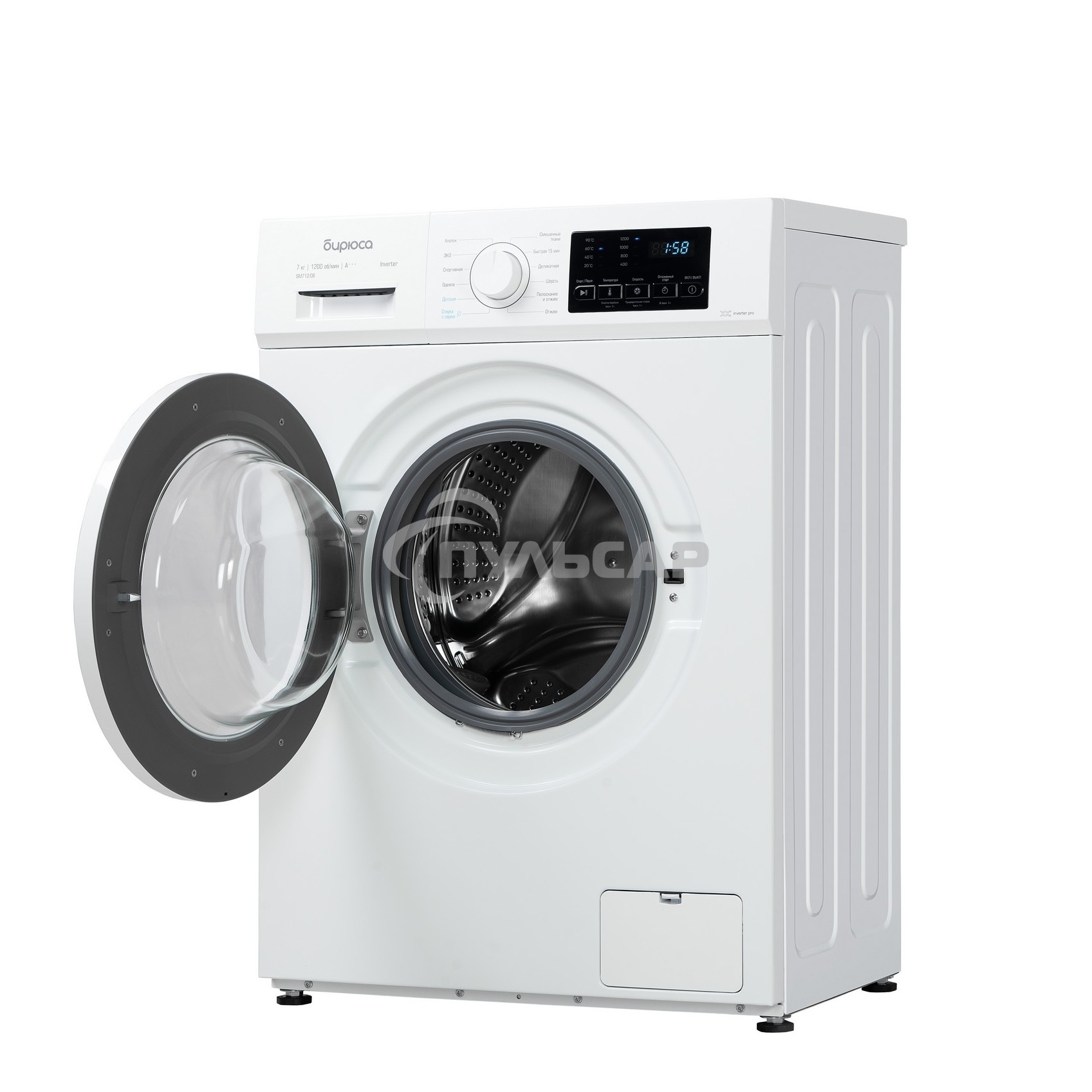 Стиральная машина Бирюса WM-SM712/08 белый, загрузка фронтальная 7 кг, 1200 об/мин, класс А+++